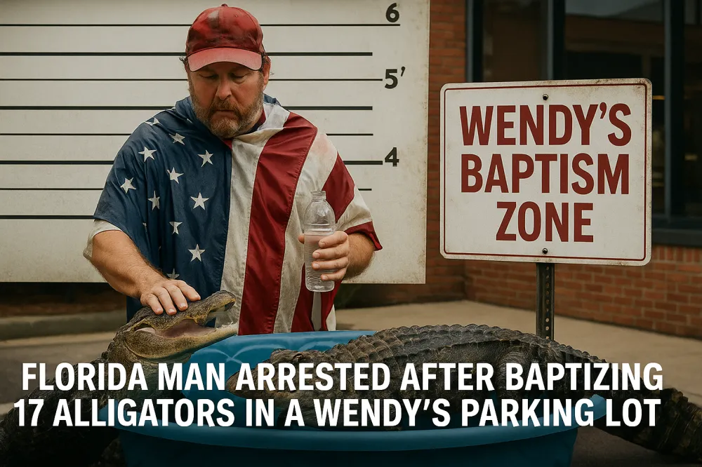 Florida Man Baptizes 17 Alligators in Wendy’s Parking Lot, Claims “They Found Jesus Faster Than My Ex-Wife”